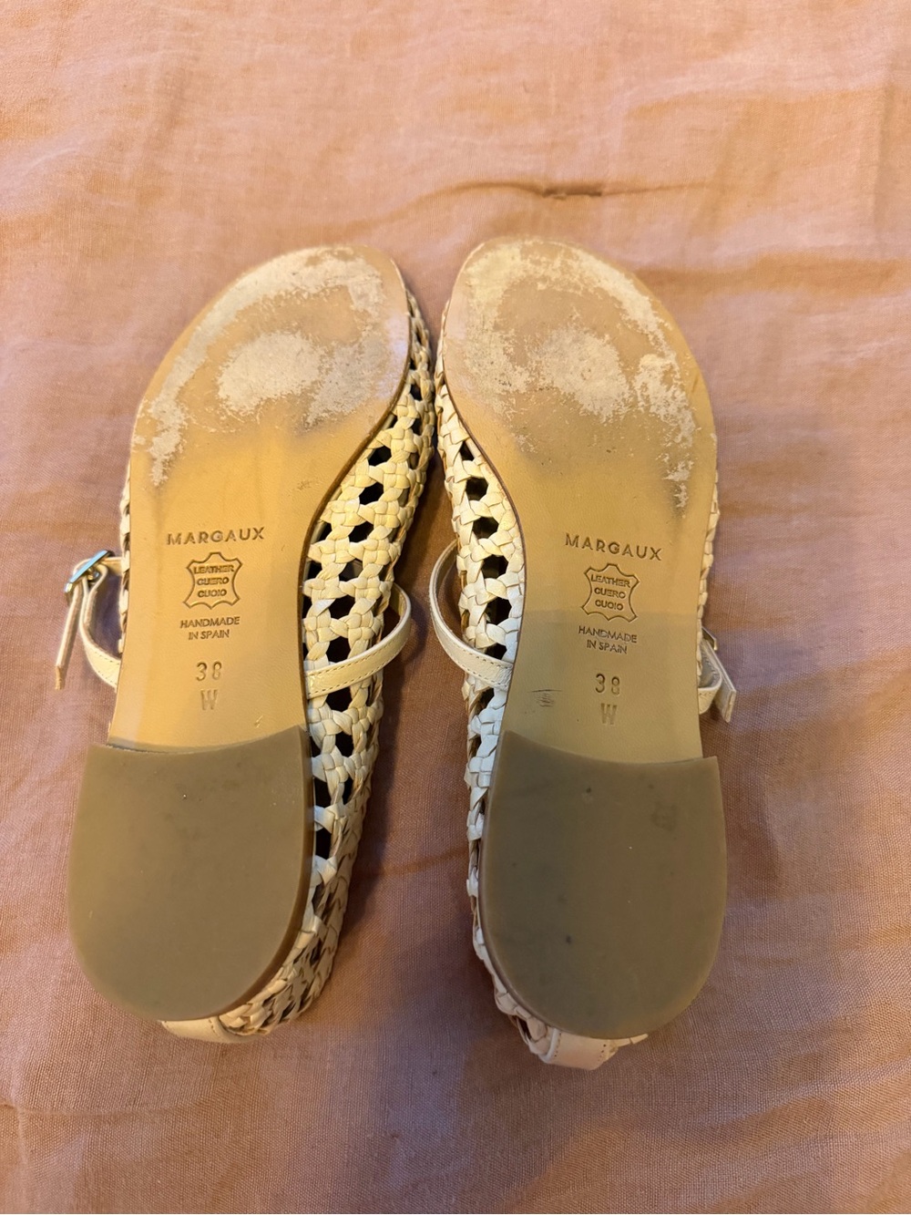 Margaux Ivory Woven Ankle-Strap Flats - Picture 3 of 3